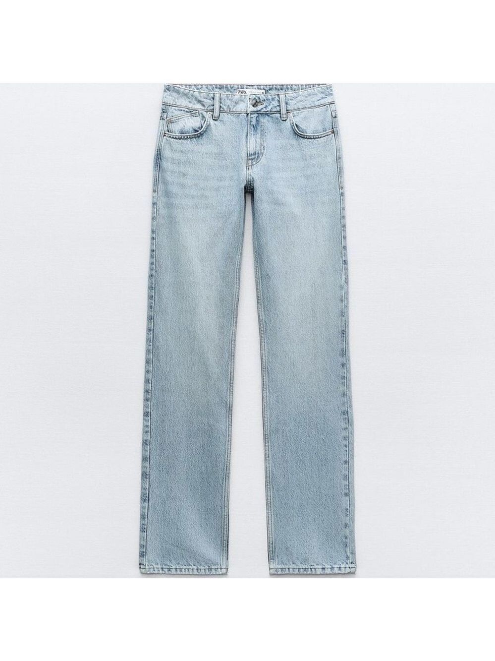 Zara Straight Leg Mid Rise Jeans Size 2 Blue
